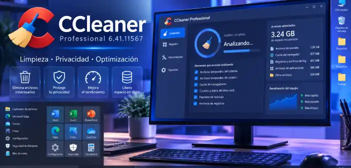 CCleaner Professional analizando archivos temporales y aplicaciones de Windows