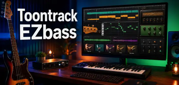 Toontrack EZbass creando una línea de bajo mediante acordes, patrones MIDI y articulaciones