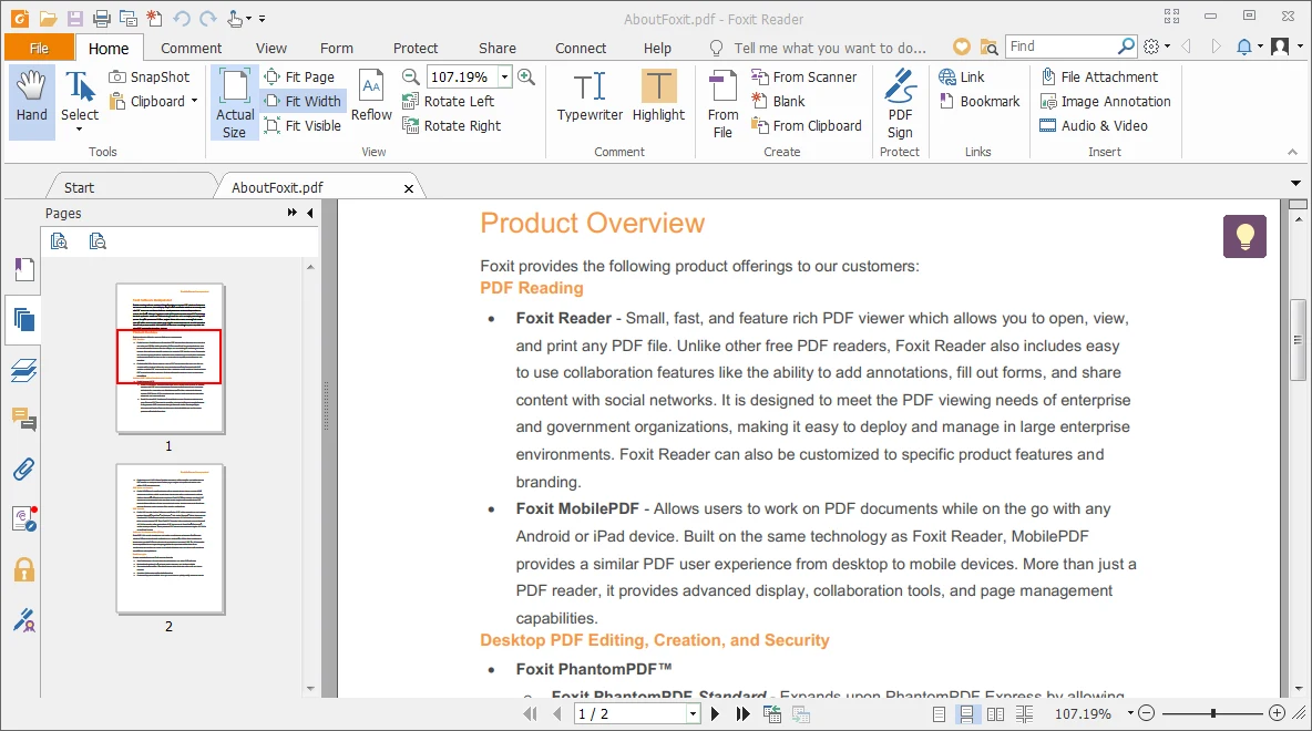 Imagen de Foxit PDF Reader.