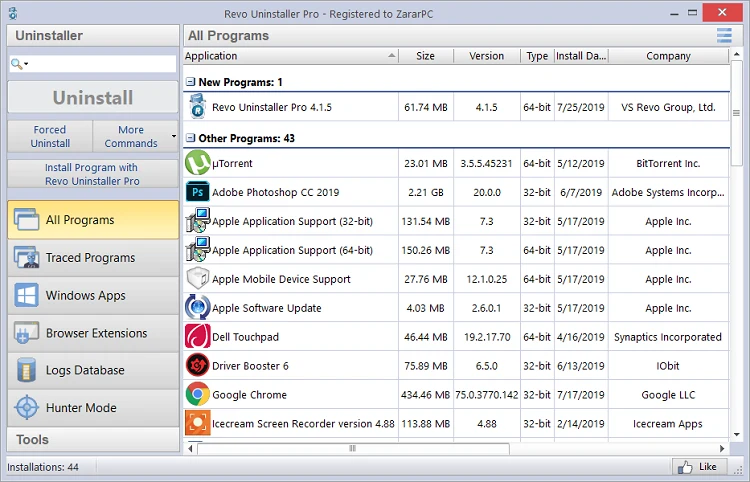 Imagen de Revo Uninstaller Pro.