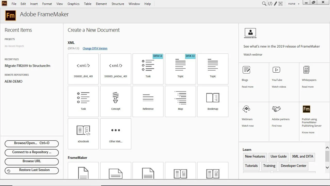 Imagen de Adobe FrameMaker.
