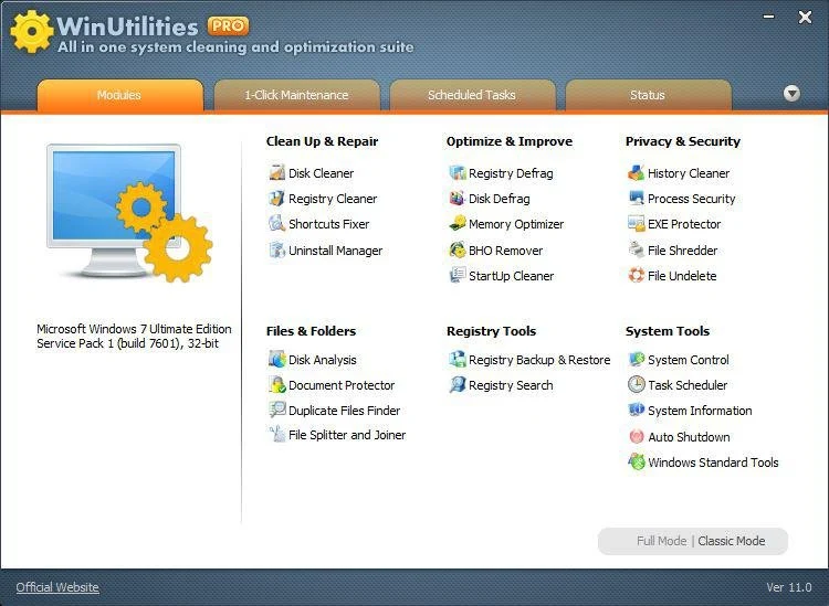 Imagen de WinUtilities Professional Edition.