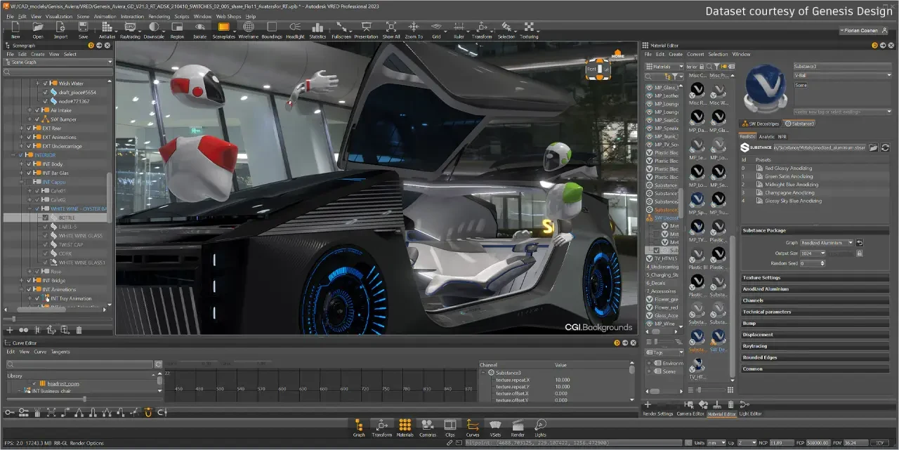 Autodesk VRED Professional 2023.3, El patrón de diseño y de producto en 3D | 24 octubre, 2026 Imagen de Autodesk VRED Professional.