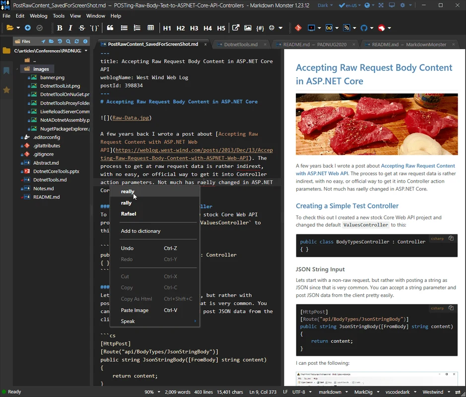 Markdown Monster: vista del programa.