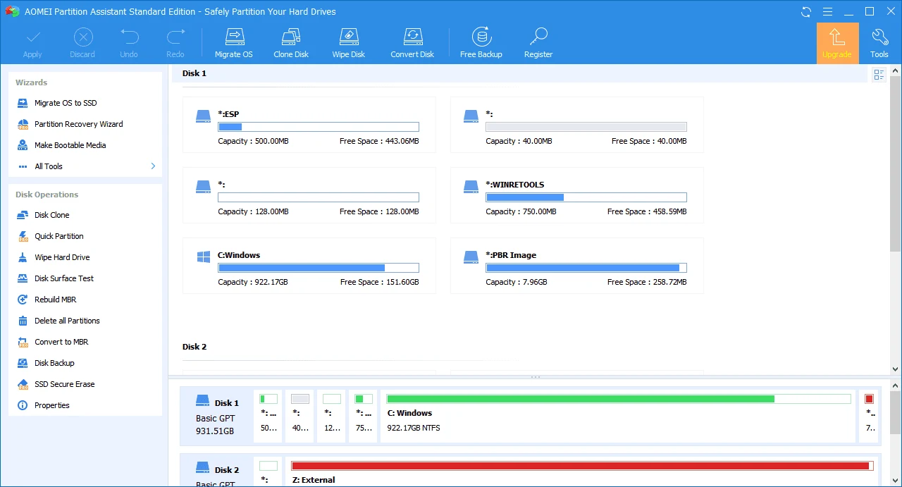 Imagen de AOMEI Partition Assistant Professional.
