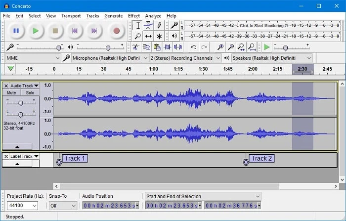 Imagen de Audacity.