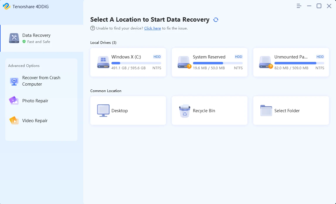 Imagen de Tenorshare 4DDiG Data Recovery Pro Windows.