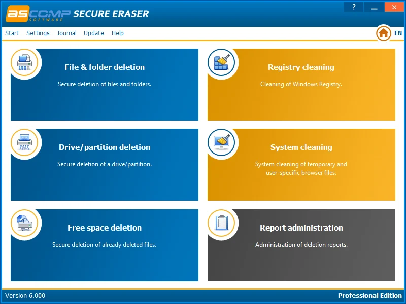 Secure Eraser Professional v7.105 Full Español | 23 octubre, 2026 Interfaz de Secure Eraser. Fuente: www.ascompsoftware.com