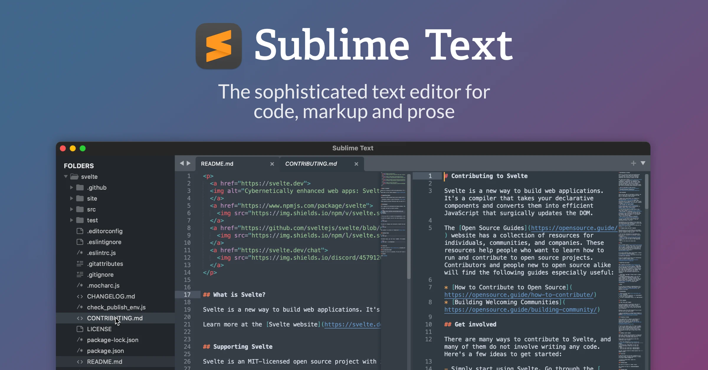 Imagen de referencia de Sublime Text. Fuente: Sublime HQ. La apariencia puede variar según la versión.