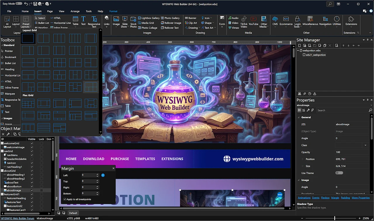 WYSIWYG Web Builder v21.2.3 Full Español | 23 octubre, 2026 Interfaz de WYSIWYG Web Builder. Fuente: www.wysiwygwebbuilder.com