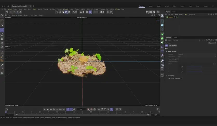 Aescripts Gausser 2026 v1.0.0 Full Español | 24 octubre, 2026 Gausser: captura de un splat dentro del visor de Cinema 4D.