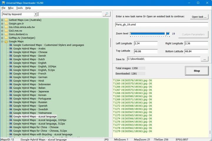 AllMapSoft Universal Maps Downloader 2026 v10.260 Full Español | 24 octubre, 2026 Universal Maps Downloader: tipos de mapas y progreso de descarga.