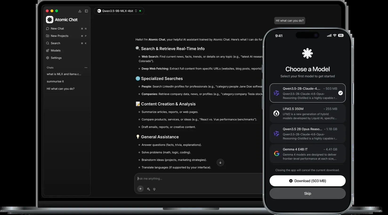 Atomic Chat 2026 v2.1.2 Full Español | 24 octubre, 2026 Vista de la interfaz de Atomic Chat en la presentación oficial.