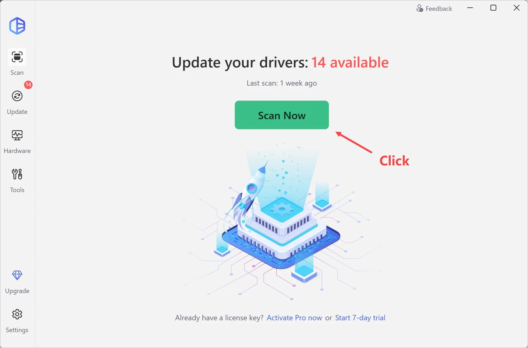 Driver Easy: pantalla principal y botón para analizar los controladores.