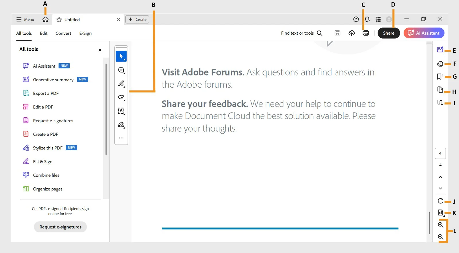 Interfaz de Adobe Acrobat Reader DC. Imagen de referencia del desarrollador.