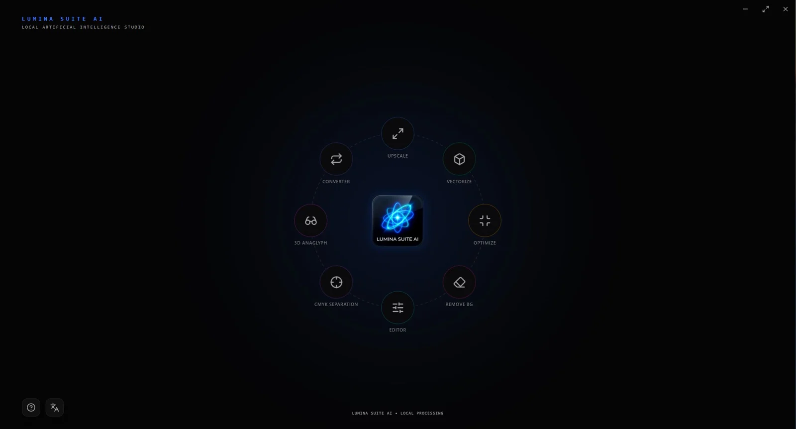 Interfaz de Lumina Suite AI. Imagen de referencia del desarrollador.