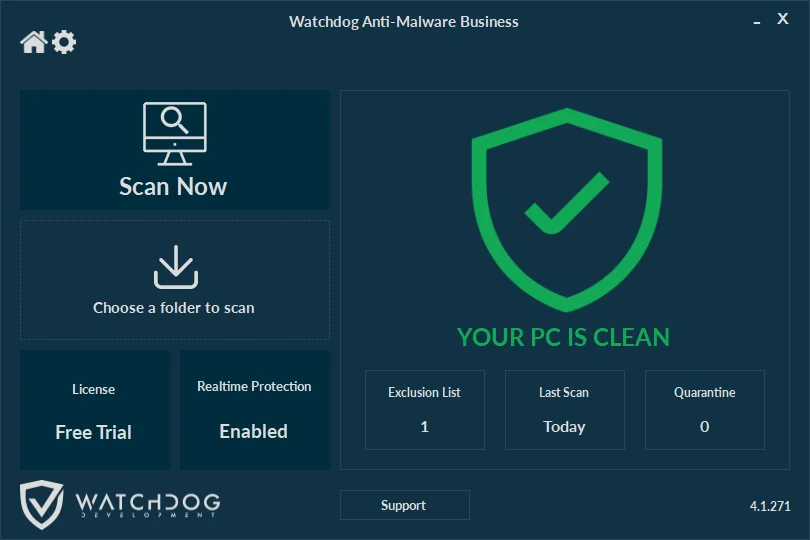 Watchdog Anti-Malware Business 2026 v4.4.65 Full Español | 24 octubre, 2026 Interfaz de Watchdog Anti-Malware Business. Imagen de referencia del desarrollador.