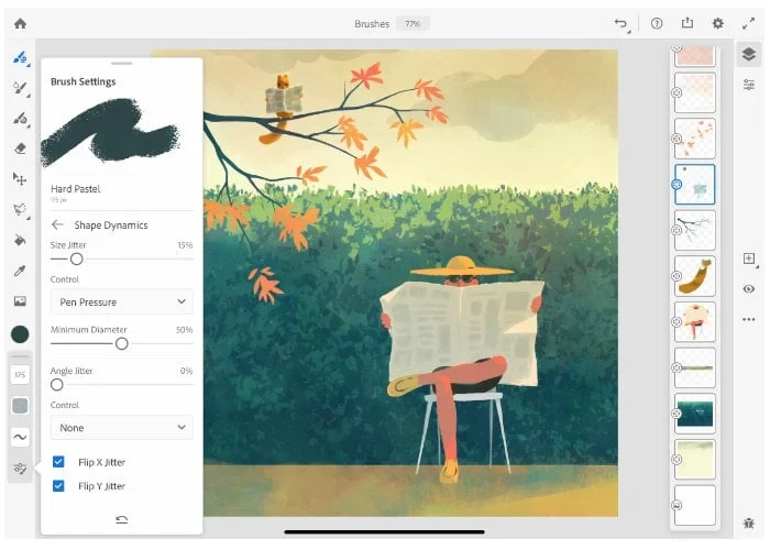 Adobe Fresco (2024) v5.5.0.1380 (x64) Pre, Conjunto de la colección de pinceles, vectores y raster, el más grande del mundo, permite que el artista dibuja con un lápiz de dibujo vectorial y raster | 24 octubre, 2026 Imagen de Adobe Fresco.